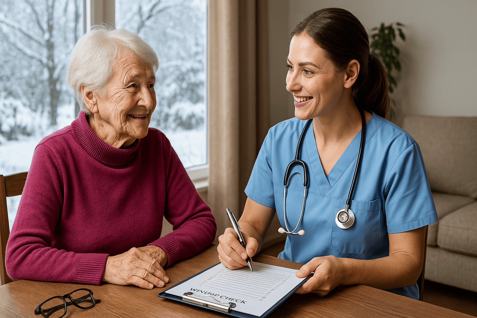 Pflegefachkraft bei der Betreuung älterer Menschen